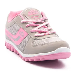 ASIAN Women's Cute Sports Running Shoes,Walking, Gym Casual Sneaker Lace-Up Shoes for Girl's Light Grey and Pink