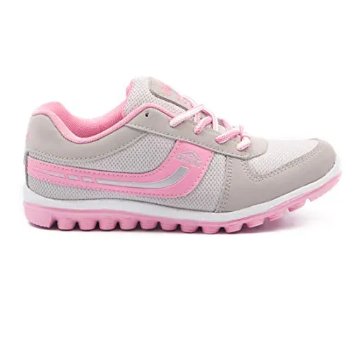 ASIAN Women's Cute Sports Running Shoes,Walking, Gym Casual Sneaker Lace-Up Shoes for Girl's Light Grey and Pink