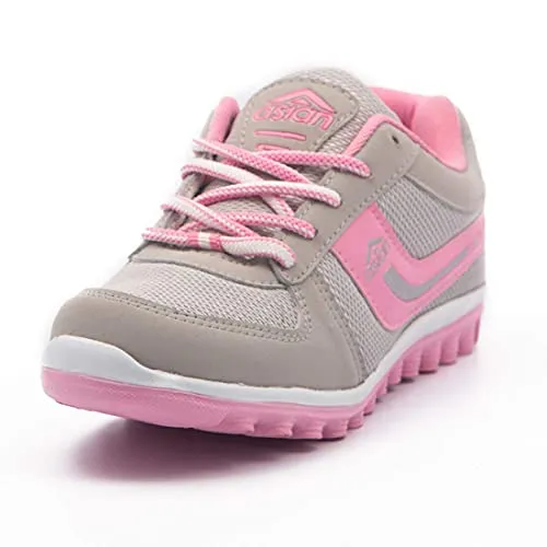 ASIAN Women's Cute Sports Running Shoes,Walking, Gym Casual Sneaker Lace-Up Shoes for Girl's Light Grey and Pink