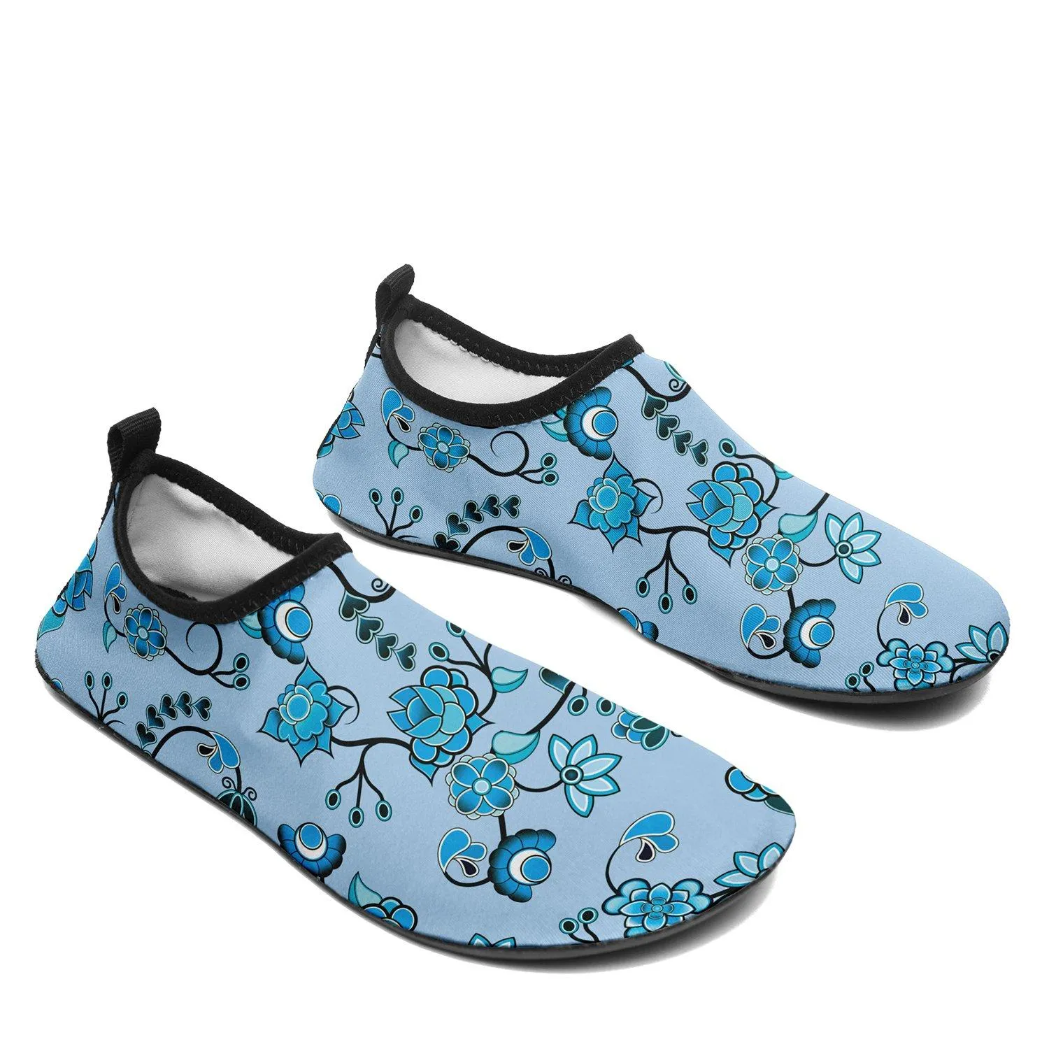 Blue Floral Amour Sockamoccs Kid's Sockamoccs Slip On Shoes