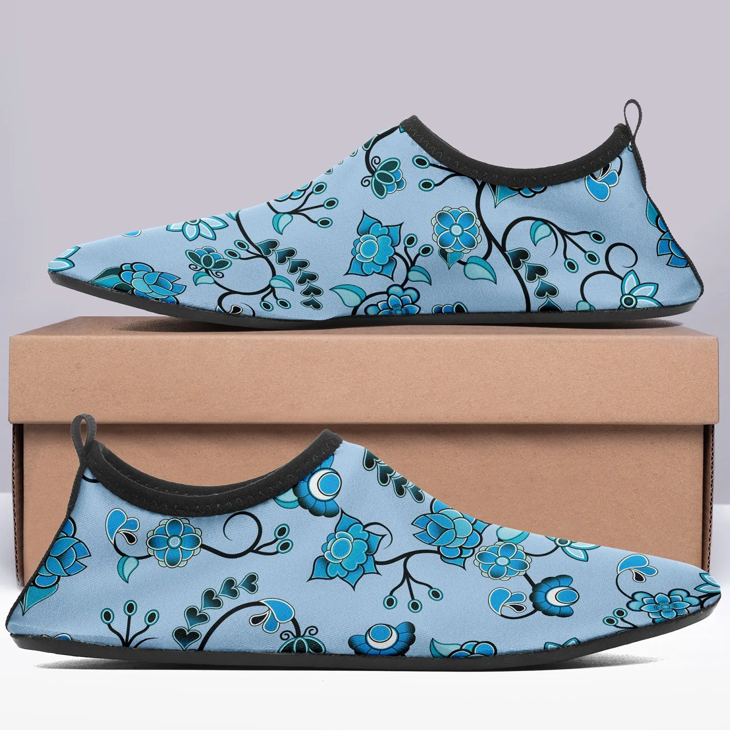 Blue Floral Amour Sockamoccs Kid's Sockamoccs Slip On Shoes