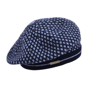 Boiled Wool Beret With Grafical Pattern