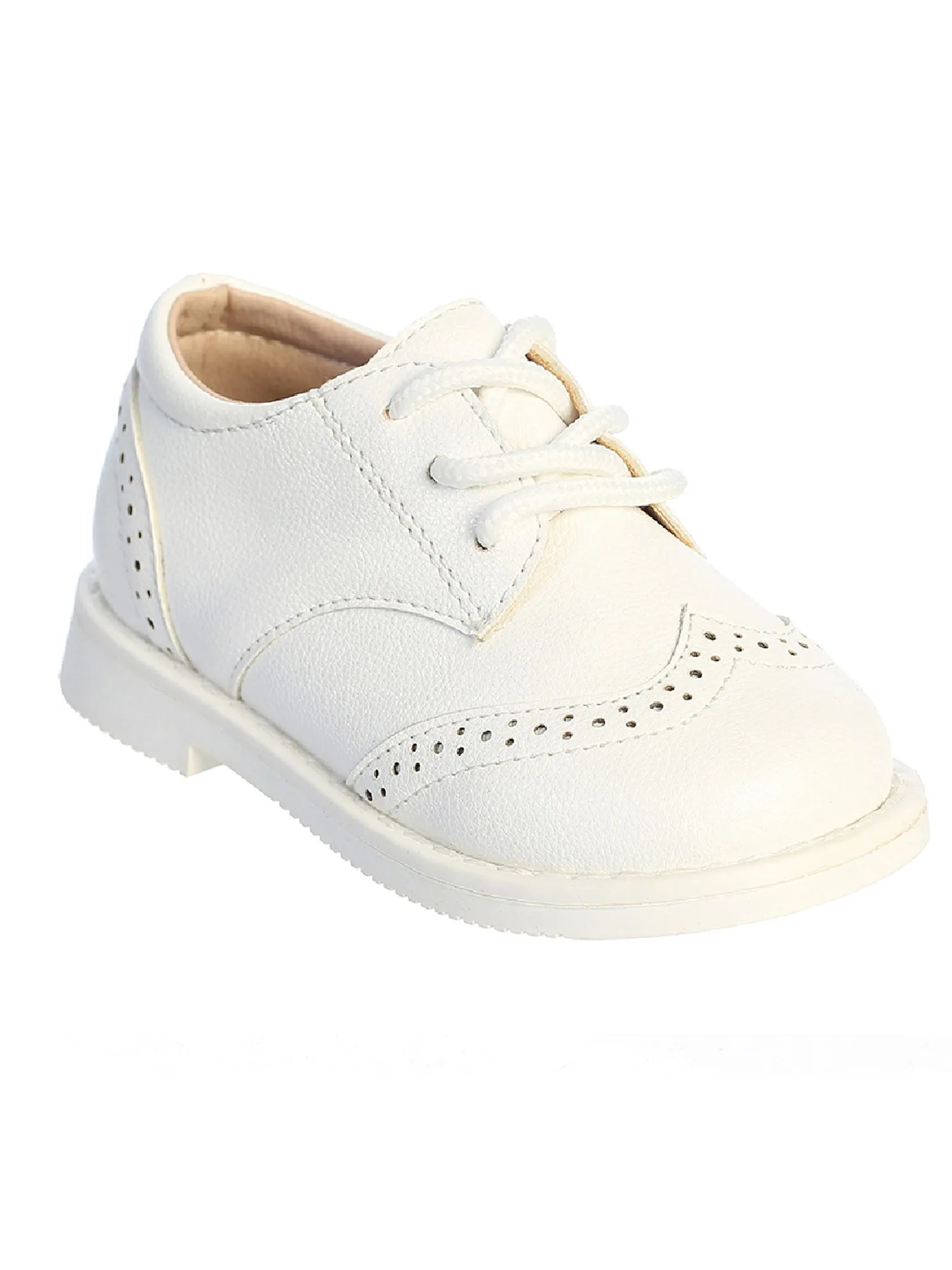 Boys White Matte Wing Tip Dress Shoes 1 Baby-8 Toddler