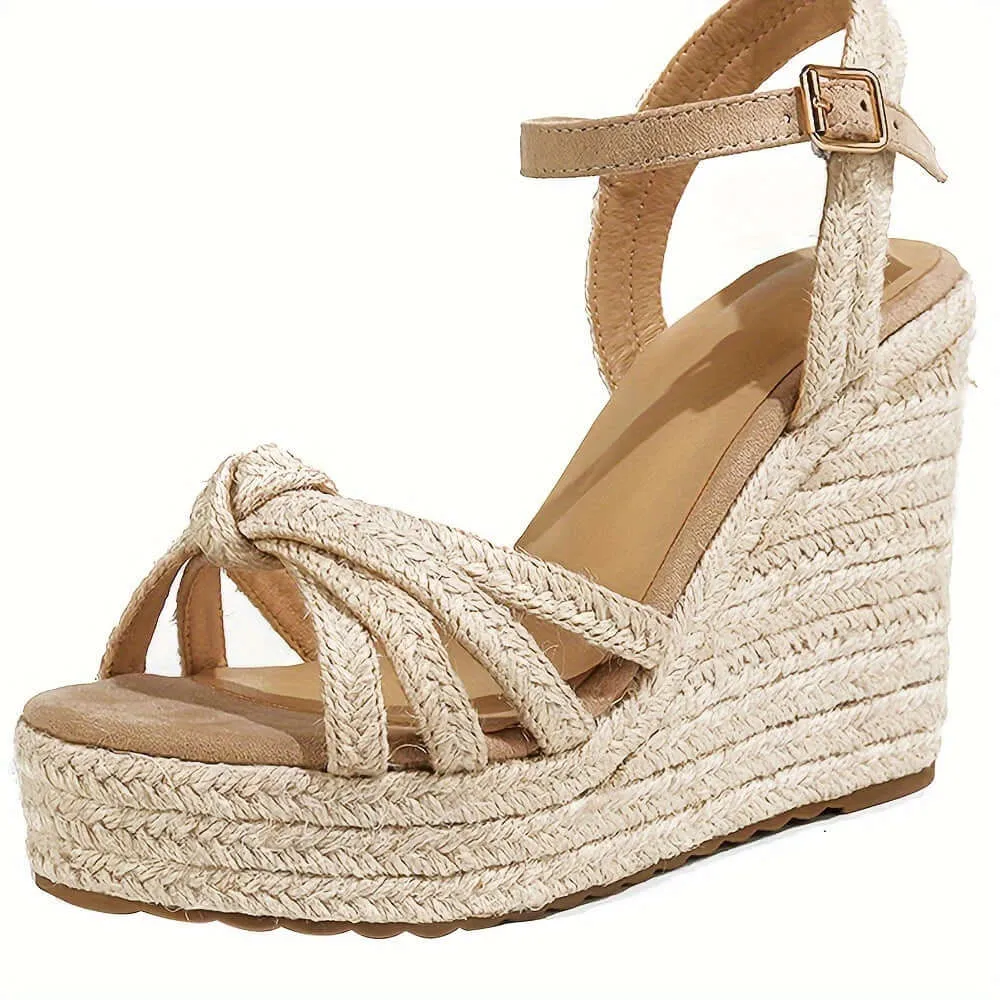 Chic Open-Toe Wedge Sandals High Heels with Secure Ankle Strap