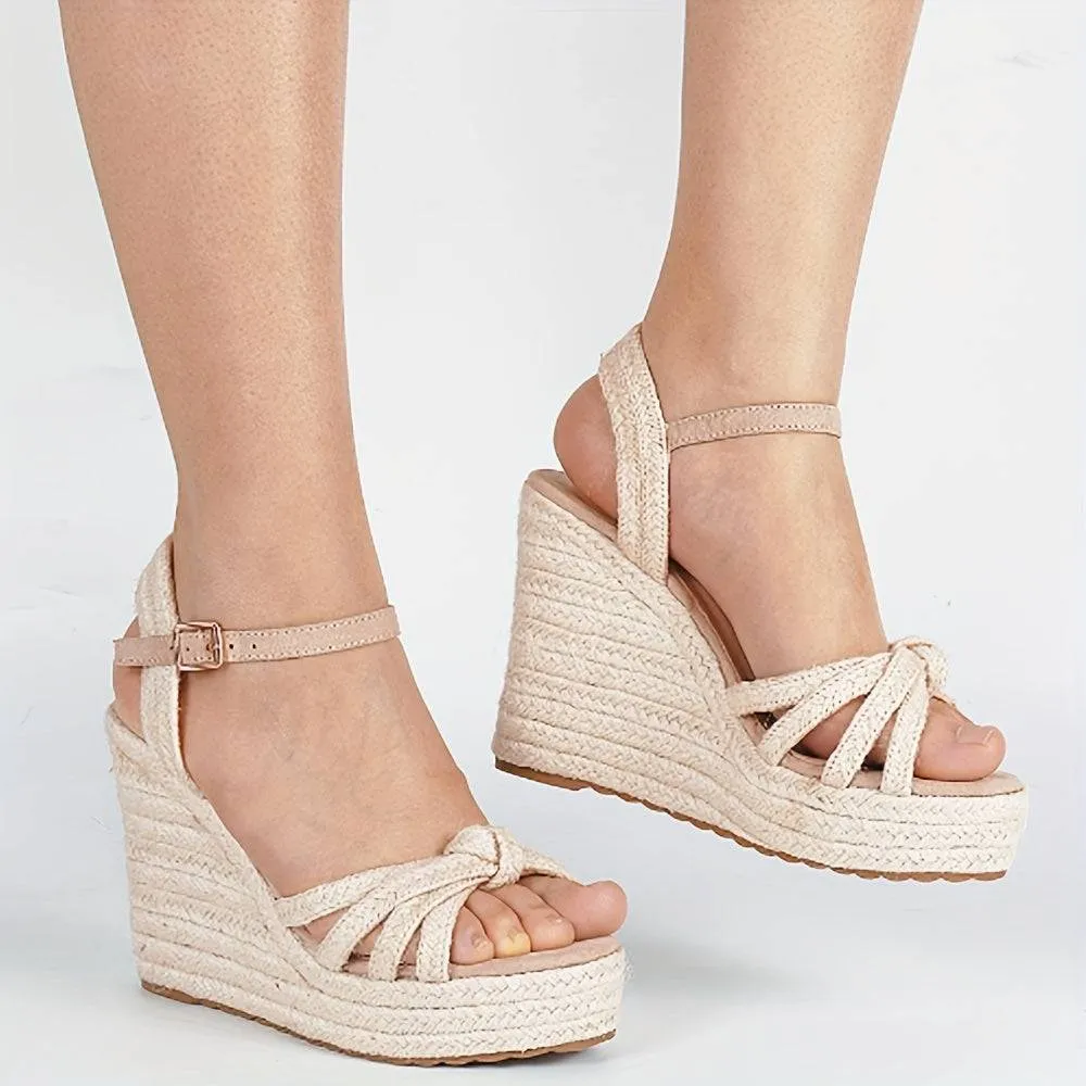 Chic Open-Toe Wedge Sandals High Heels with Secure Ankle Strap