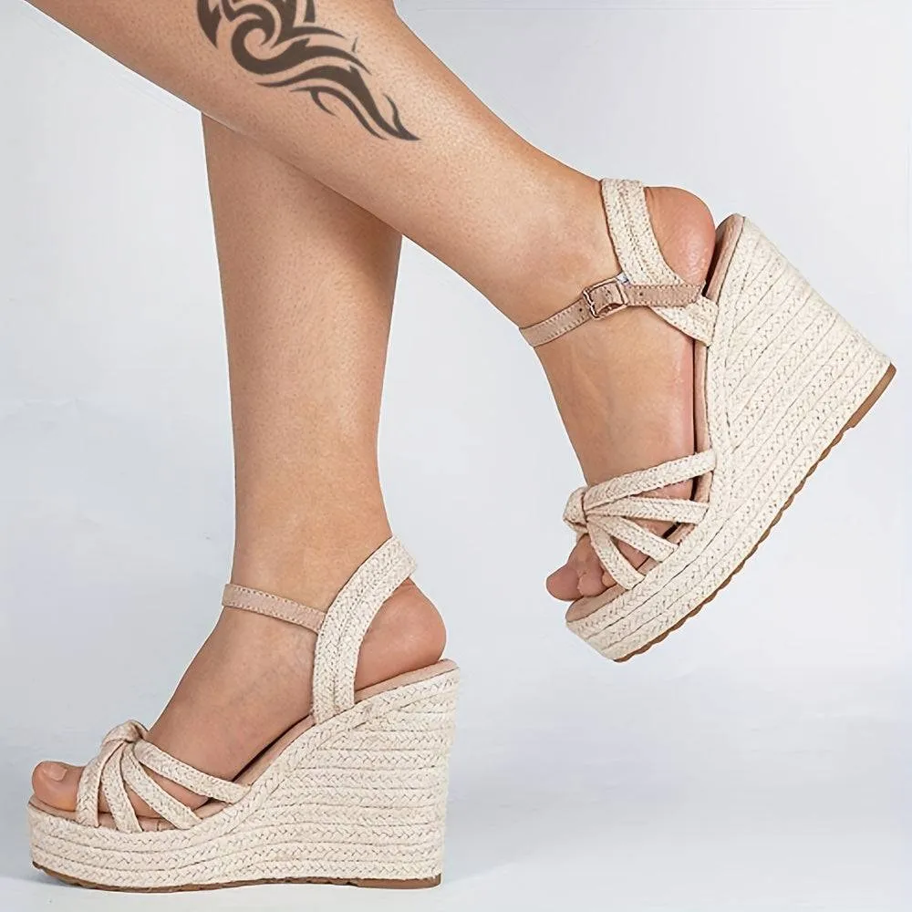 Chic Open-Toe Wedge Sandals High Heels with Secure Ankle Strap