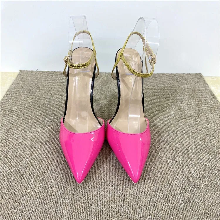 Color Block Pointed Toe High Heel Shoes