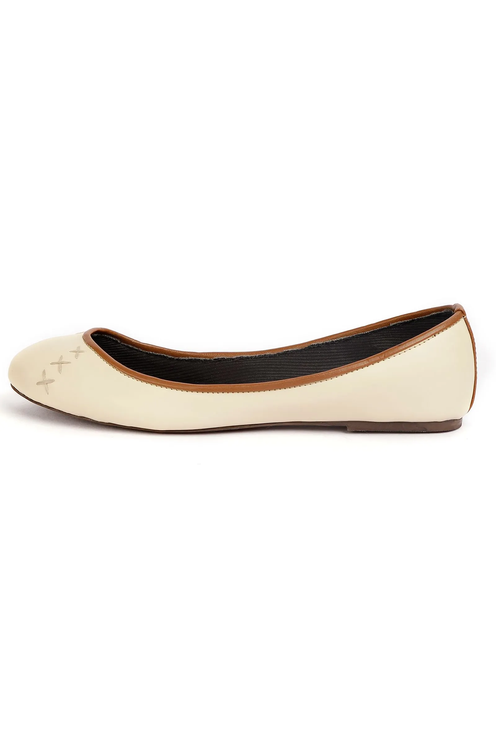 Cream White Cruelty Free Leather Flat Ballerinas