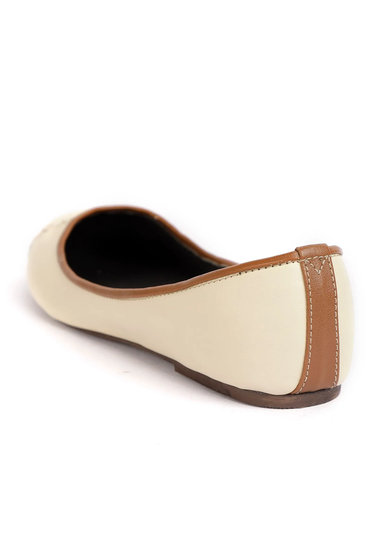 Cream White Cruelty Free Leather Flat Ballerinas