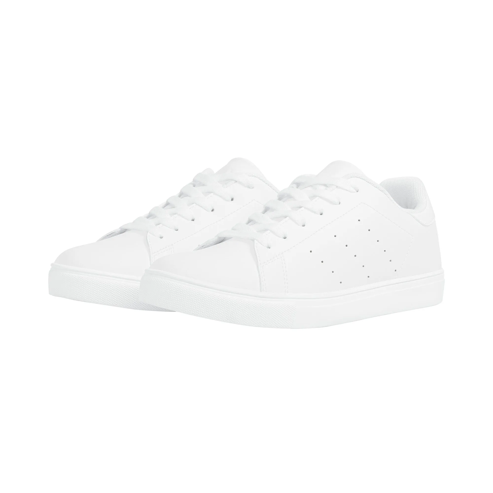 Create Your Own - Low Top Synthetic Leather Sneakers - White