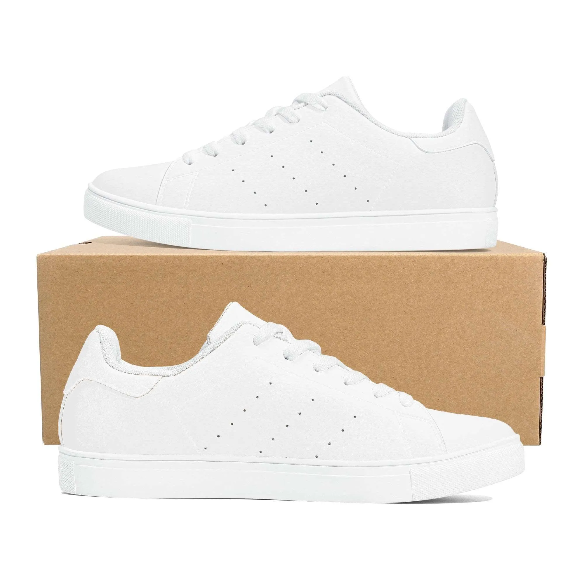 Create Your Own - Low Top Synthetic Leather Sneakers - White