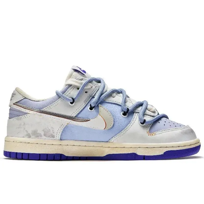 Customized Nike Dunk Low Skateboarding Sneakers for Men - Blue and Gray DV0831-104