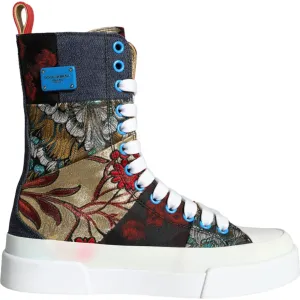 Dolce & Gabbana Multicolor Patchwork Logo High Top Sneakers Shoes