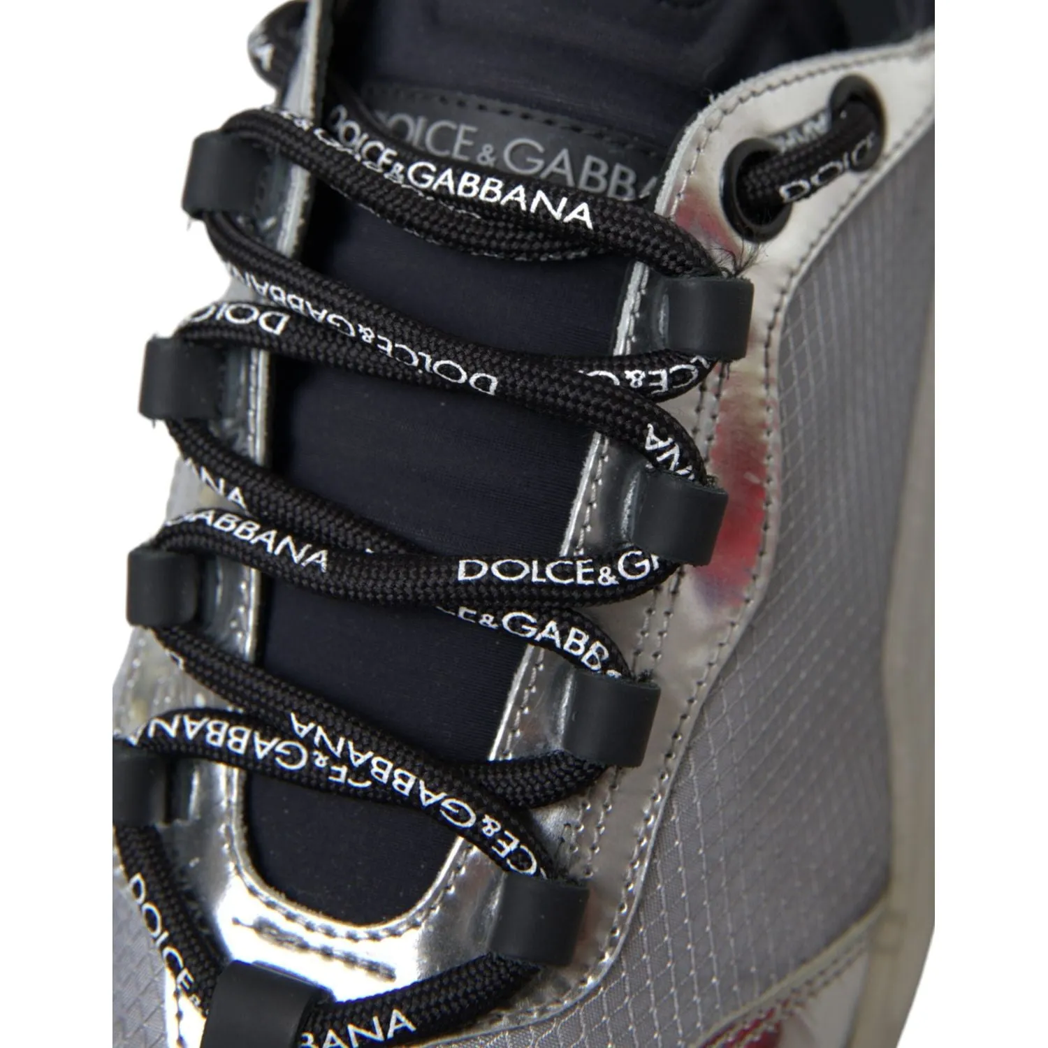 Dolce & Gabbana Silver Black Nylon NS1 Low Top Sneakers Men Shoes