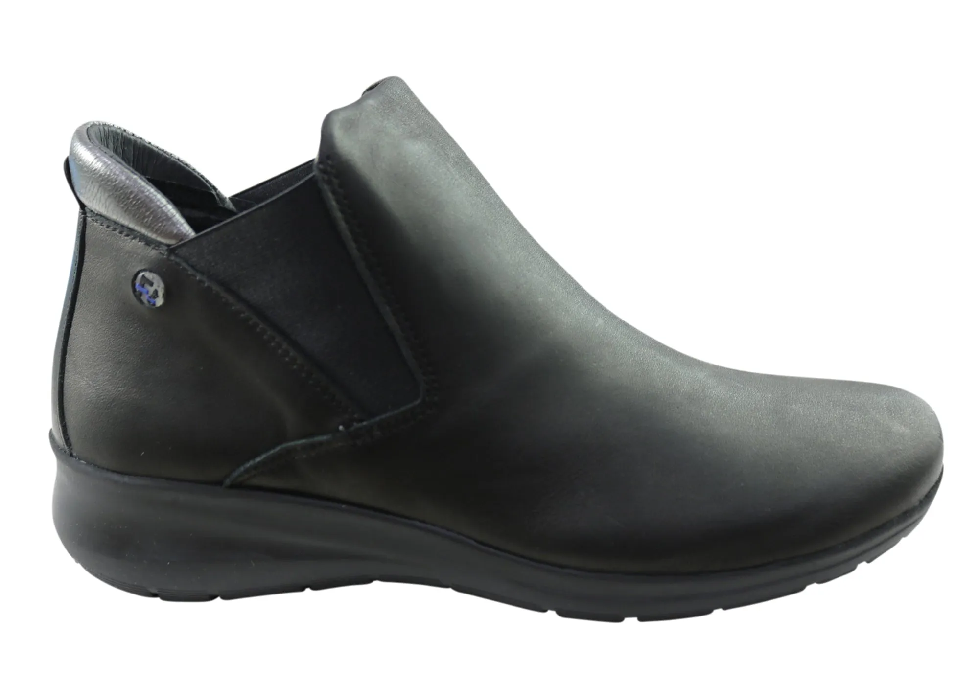 Flex & Go Yorka Womens Comfort Leather Ankle Boots Made In Portugal