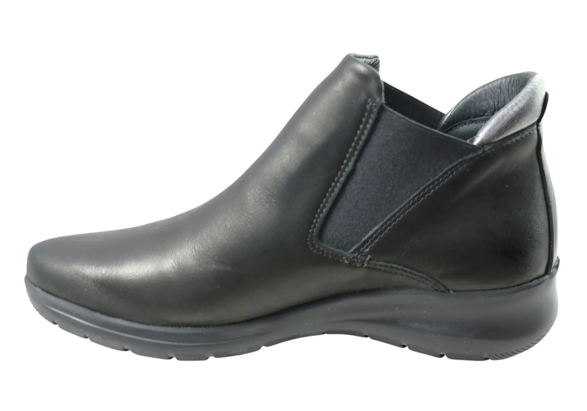 Flex & Go Yorka Womens Comfort Leather Ankle Boots Made In Portugal