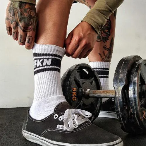 Foot Porn | Gym Crew Socks | White