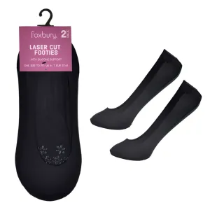 Foxbury Ladies Footies Socks 2pk - Black