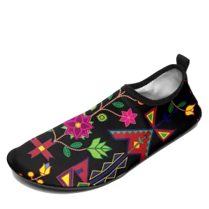 Geometric Floral Spring Black Sockamoccs Kid's Sockamoccs Slip On Shoes