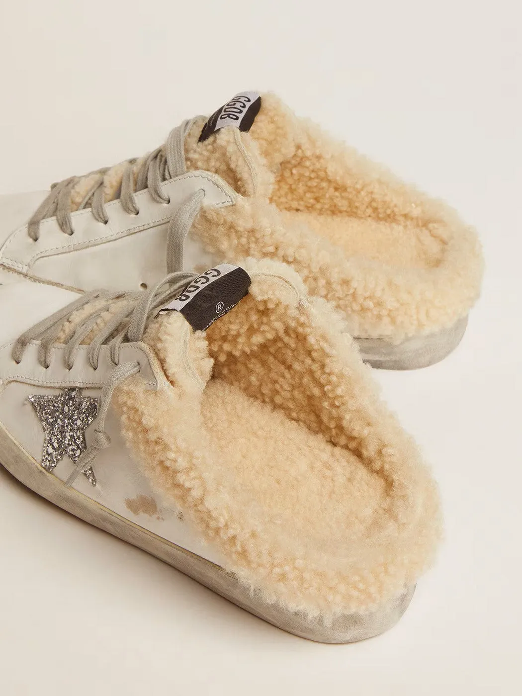 Golden Goose - Sneakers Super-Star Sabot - Blanc/Argent/Beige