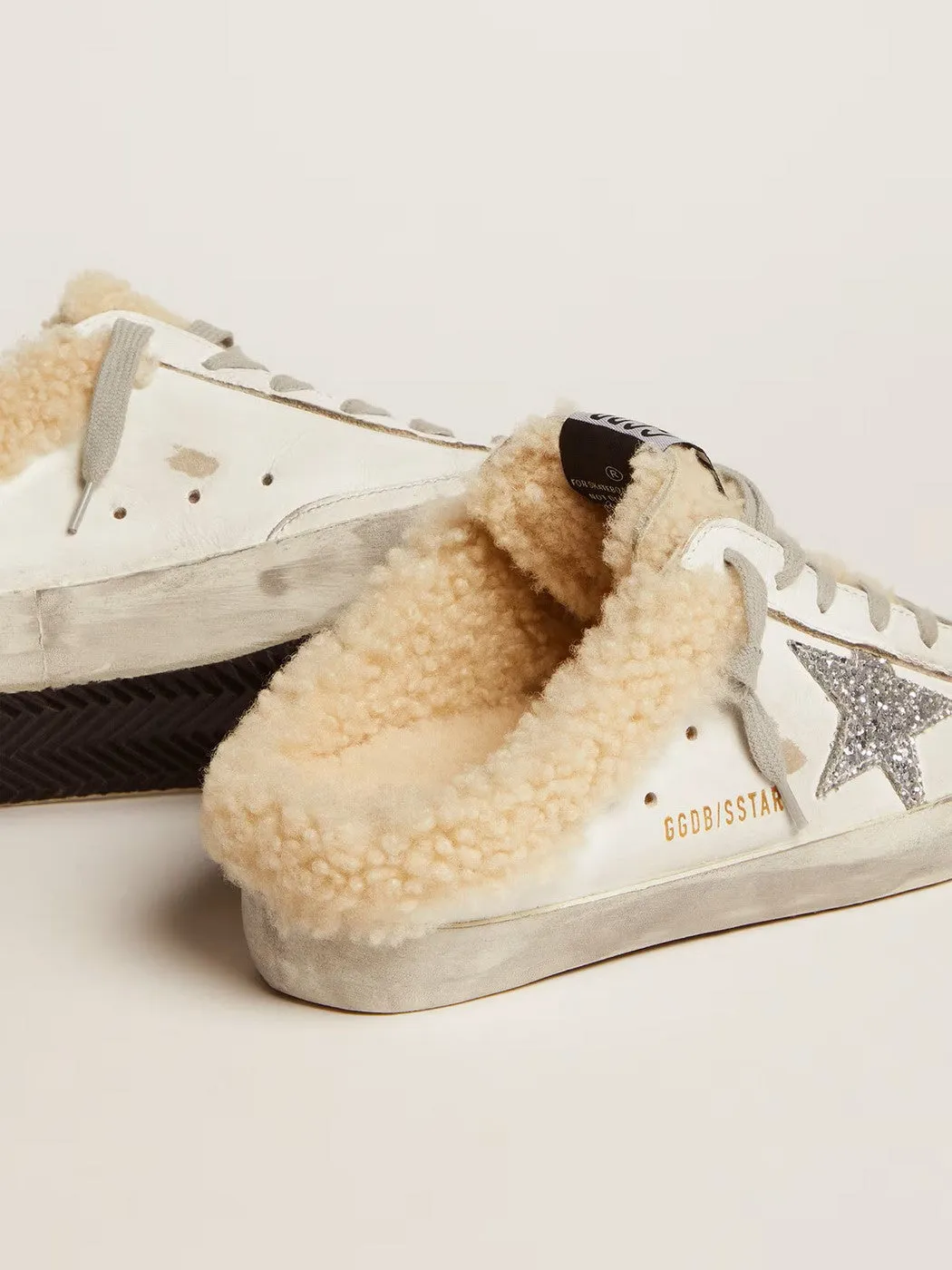 Golden Goose - Sneakers Super-Star Sabot - Blanc/Argent/Beige