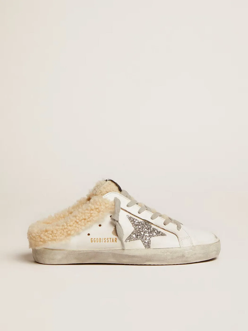 Golden Goose - Sneakers Super-Star Sabot - Blanc/Argent/Beige