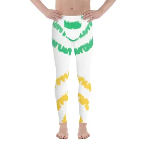 Green Yellow Tie Dye Meggings, Abstract Men's Party Tie Dye Leggings For Men-Made in USA/EU/MX