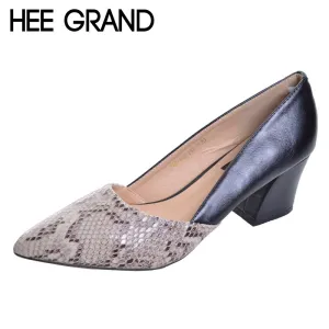 HEE GRAND Serpentine High Heels Sexy Patchwork Elegant Pumps Low Heels Platform Women Casual Shoes Slip On Shoes Woman WXG213