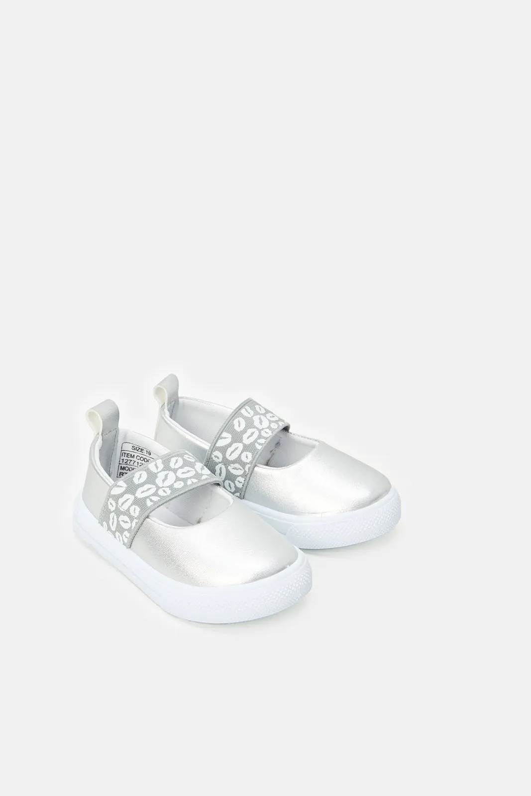 Infant Girls Silver Printed Pump