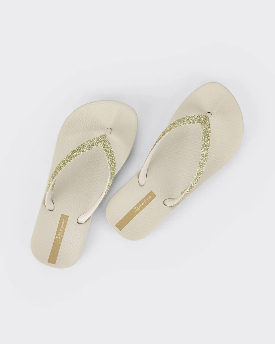 Ipanema Kid's Ana Sparkle Flip Flop - Beige / Glitter Beige