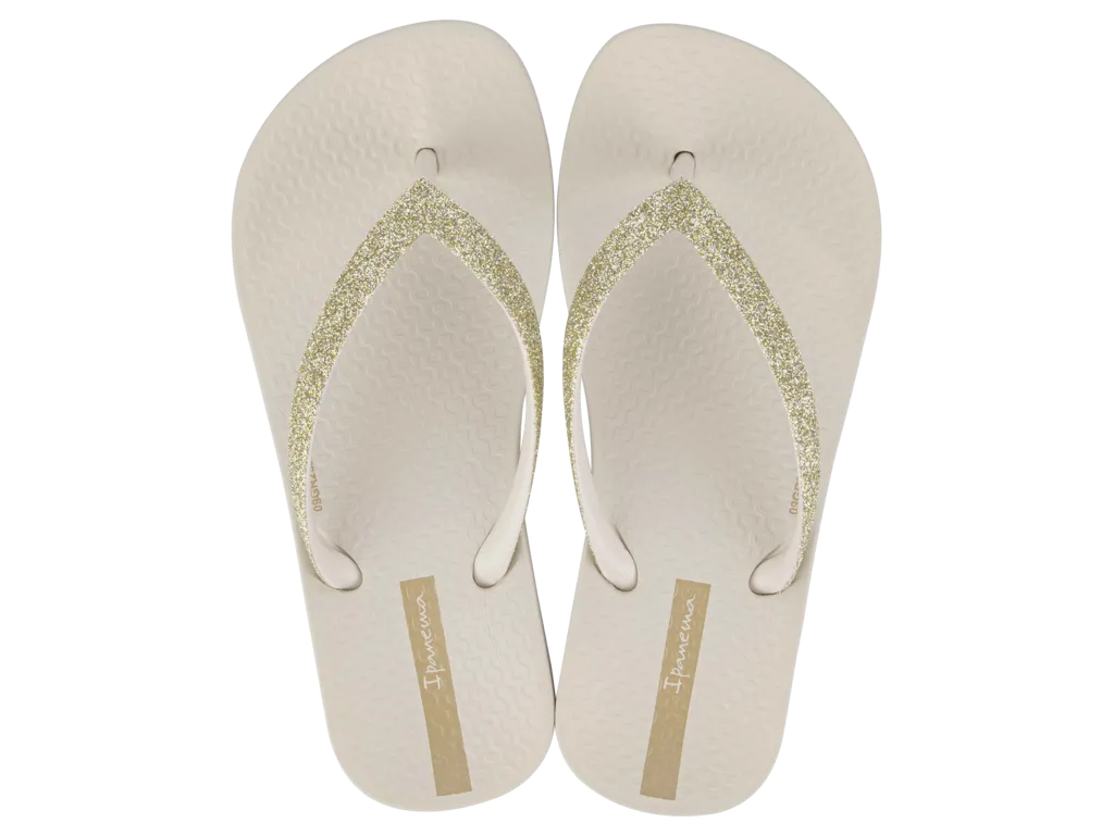 Ipanema Kid's Ana Sparkle Flip Flop - Beige / Glitter Beige