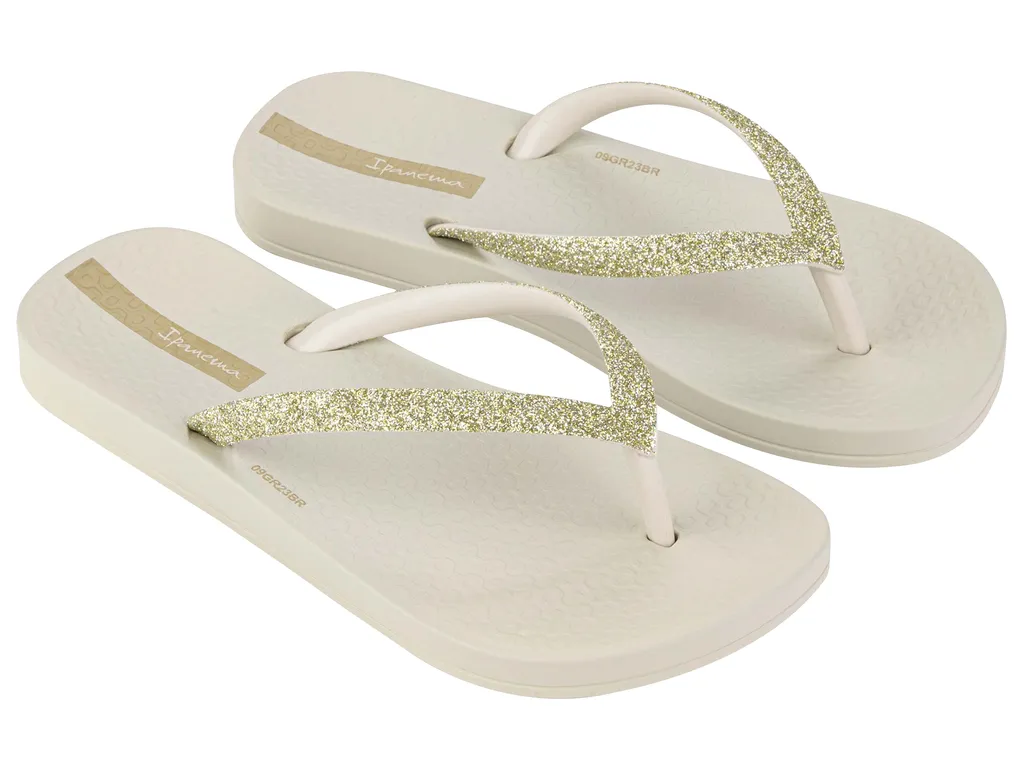 Ipanema Kid's Ana Sparkle Flip Flop - Beige / Glitter Beige