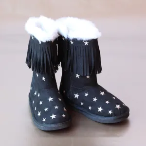 L'Amour Girls Star Embroidered Fringe Boot