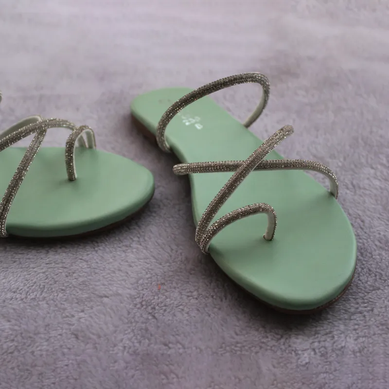 Light Green Fancy & Stylish Slippers for women