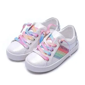 Lola and The Boys Girls Rainbow Striped iridescent Sneakers