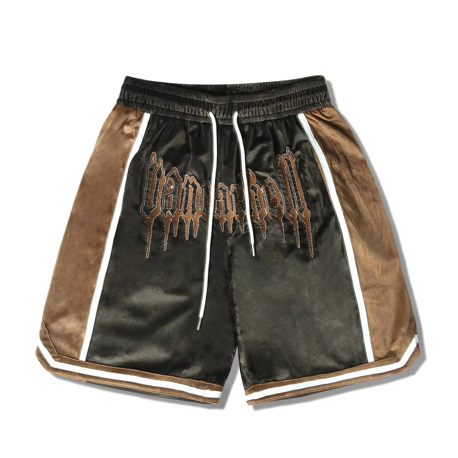 Men's Hip Hop Gold Velvet Embroidered High Street Shorts - Casual Shorts