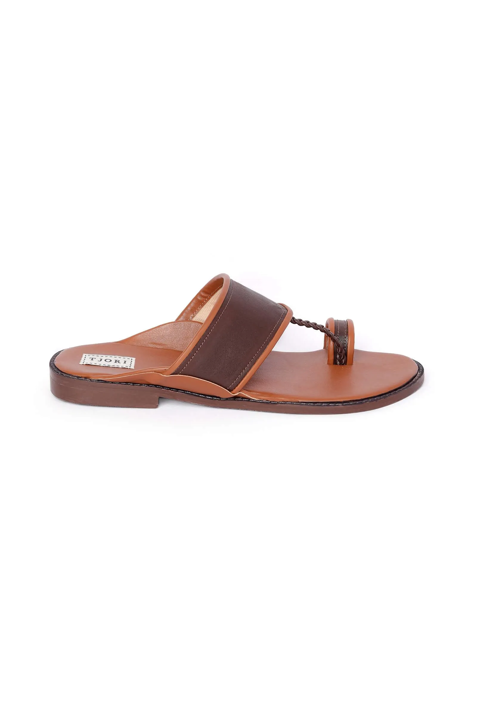 Mocha Contrast Handcrafted Cruelty-Free Leather Kolhapuri Inspired Chappals