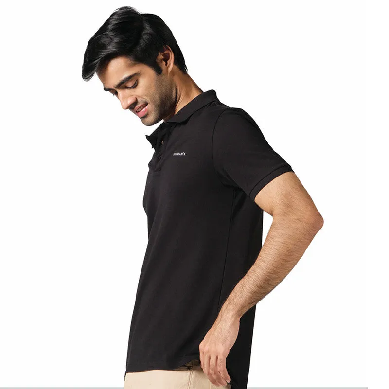 Neeman's Black Polo T-Shirt for Men | Organic Cotton