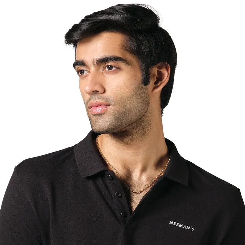 Neeman's Black Polo T-Shirt for Men | Organic Cotton