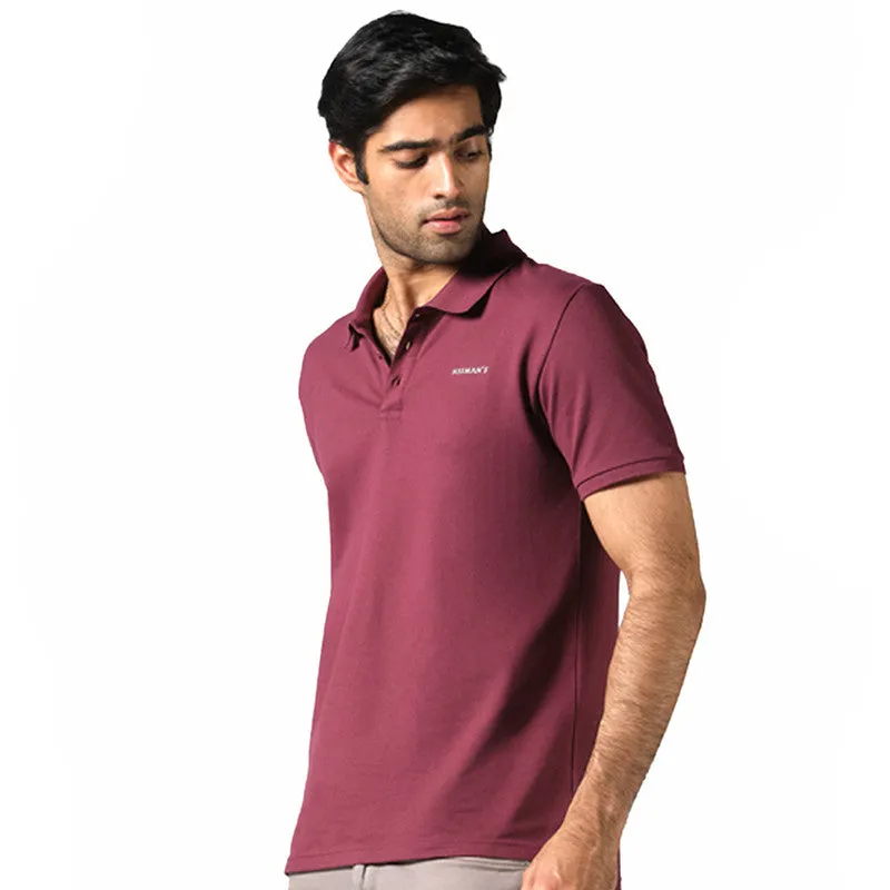 Neeman's Organic Cotton Polo T-Shirt for Men | Wine