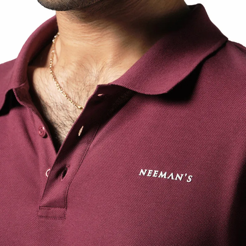 Neeman's Organic Cotton Polo T-Shirt for Men | Wine