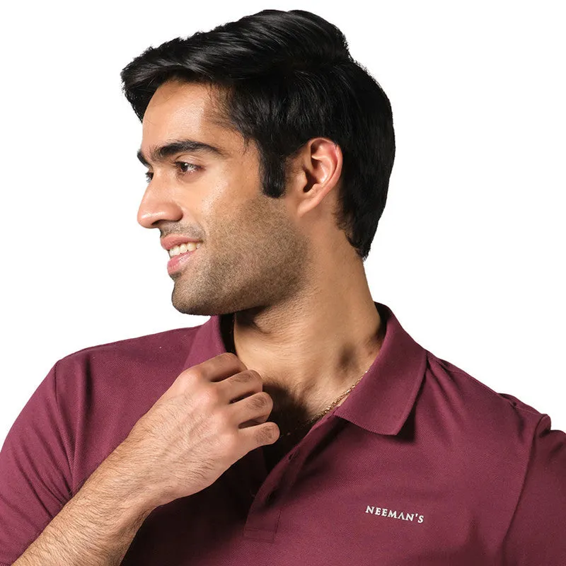 Neeman's Organic Cotton Polo T-Shirt for Men | Wine