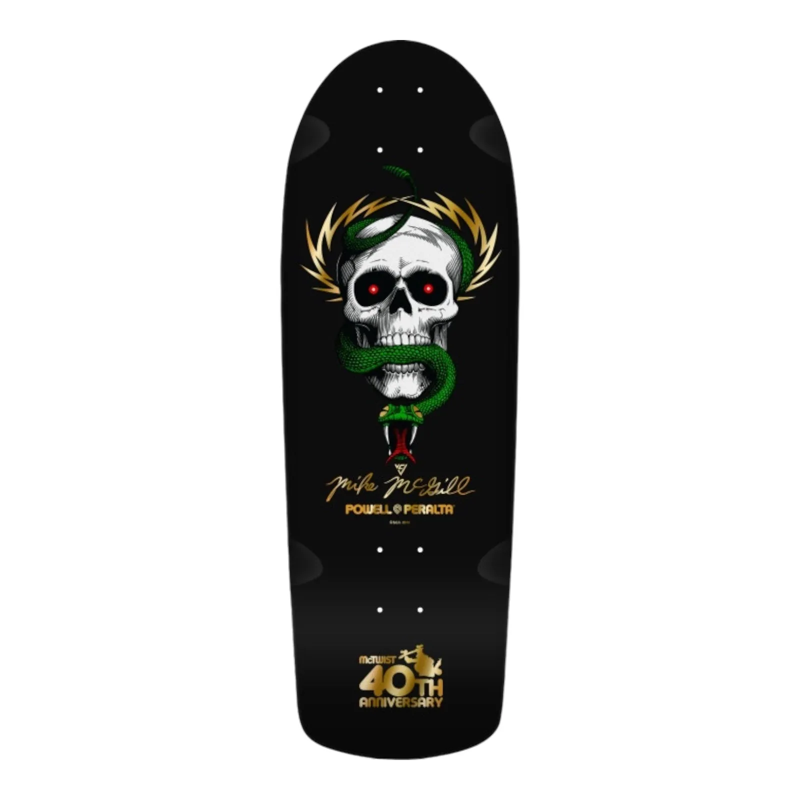 Powell Peralta Mike McGill Skull & Snake McTwist 40th Ann. Skateboard Deck Gold Foil/Blk - 10” x 30.125”