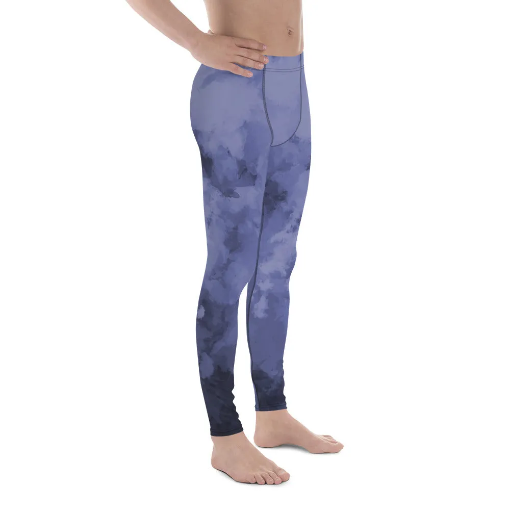 Purple Abstract Men's Leggings, Abstract Clouds Designer Meggings Compression Tights-Made in USA/EU