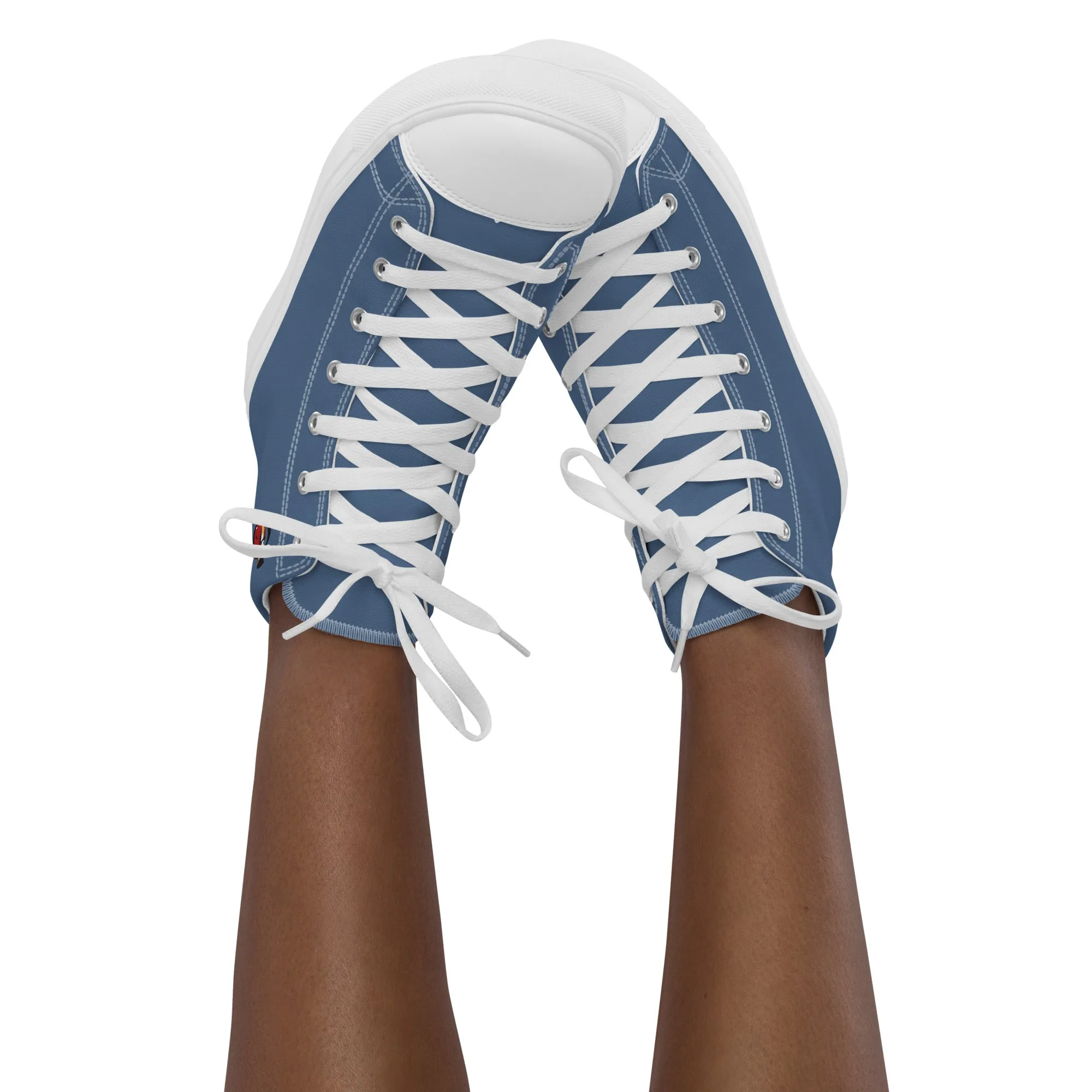 Snooty Fox Art Women’s High Top Canvas Shoes - Blue Perennial