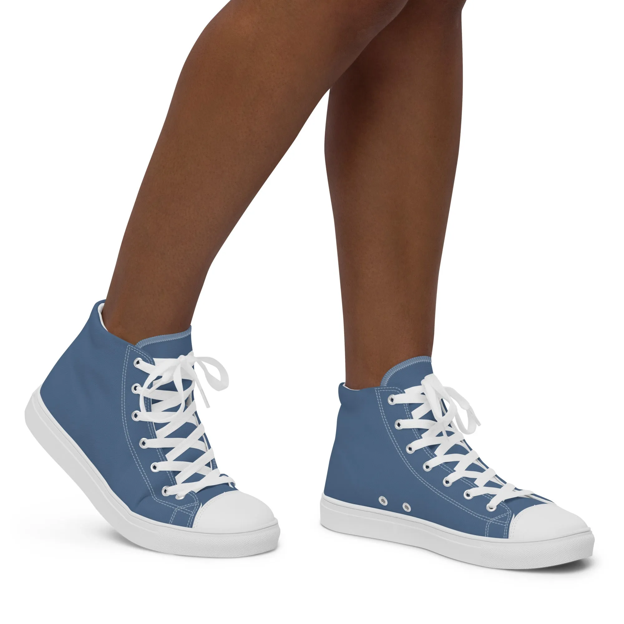 Snooty Fox Art Women’s High Top Canvas Shoes - Blue Perennial