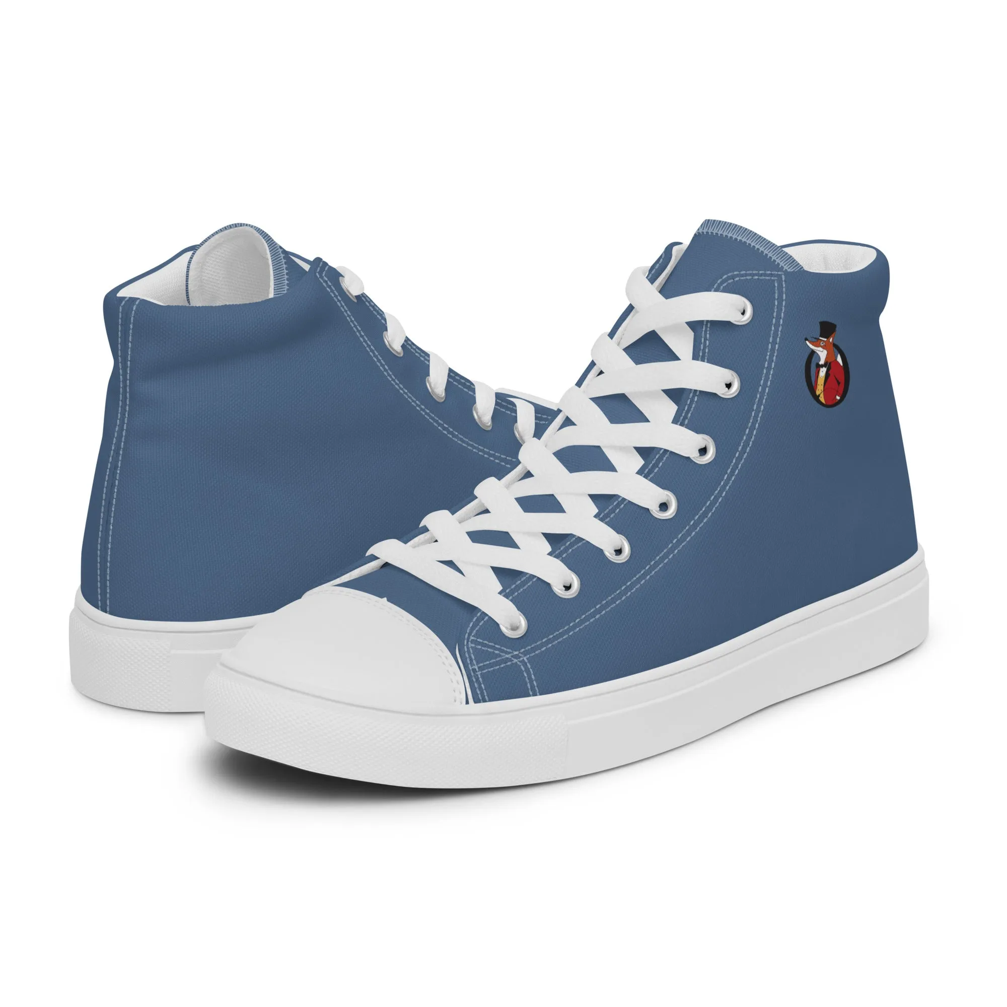 Snooty Fox Art Women’s High Top Canvas Shoes - Blue Perennial