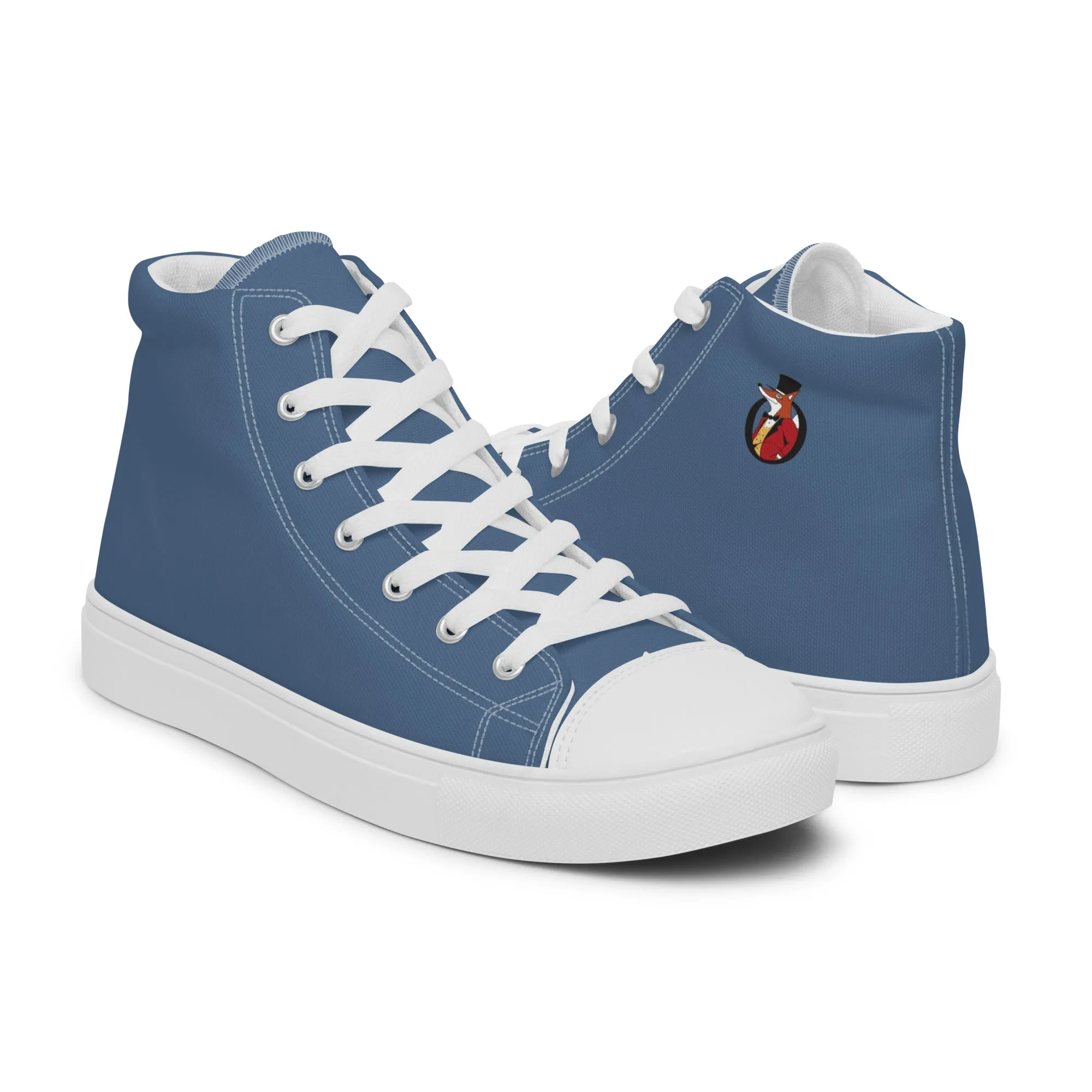 Snooty Fox Art Women’s High Top Canvas Shoes - Blue Perennial