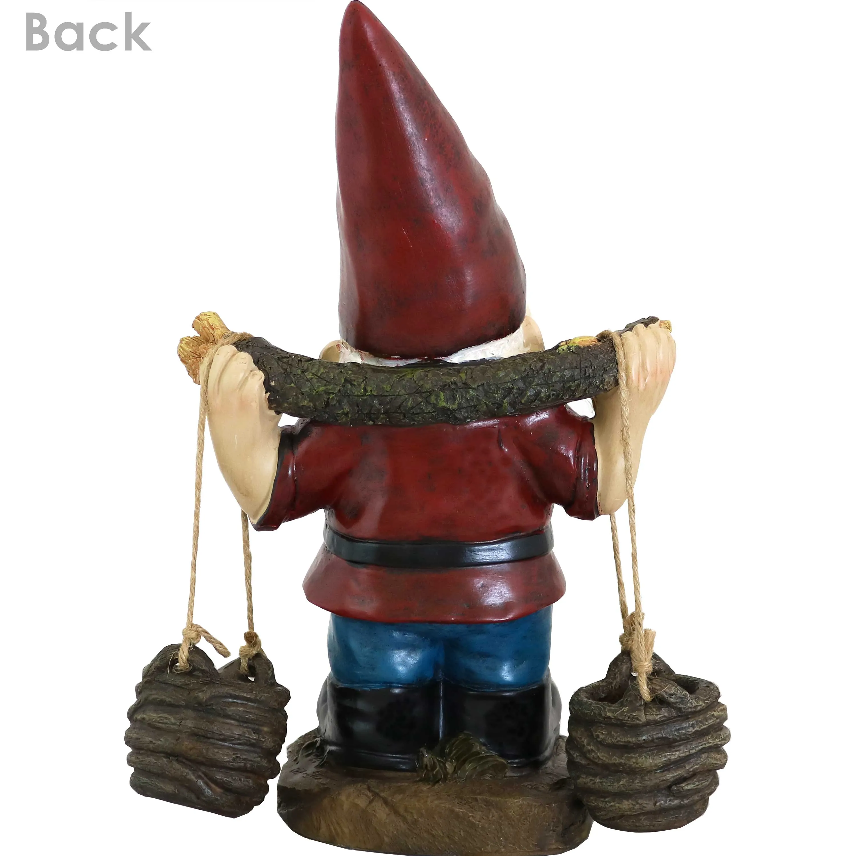 Sunnydaze Peter with a Pair of Pails Garden Gnome Decoration - 14"