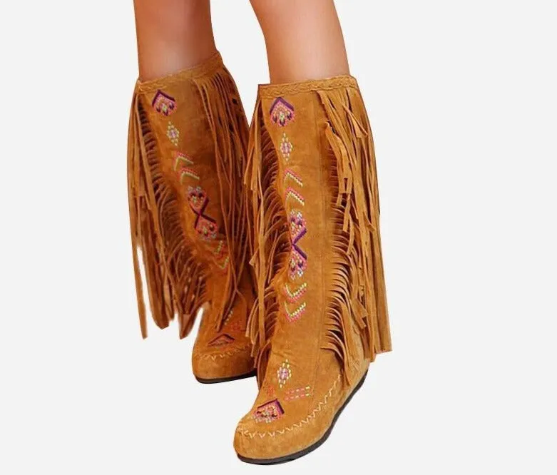 TEEK - Knee Moccasin Tassel Boots